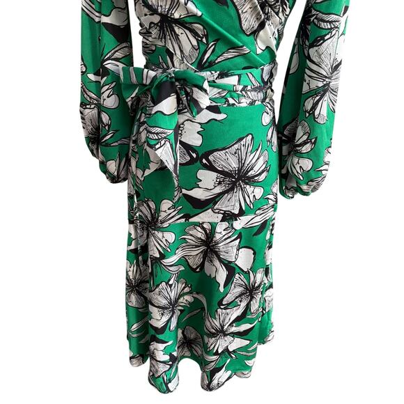 Alexis Floral Wrap Top & Midi Skirt Set Green White Print Women’s Large Resort - Picture 6 of 10